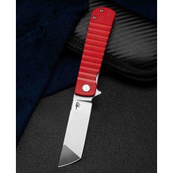 Couteau Bestech Titan Red Lame Tanto Acier D2 Manche G10 IKBS Linerlock Clip BTKG49A3 - Livraison Gratuite