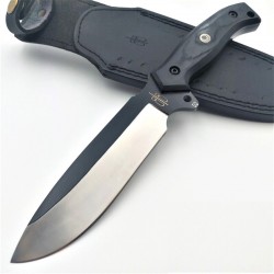 Couteau de Chasse Bushcraft BucknBear Black Bear Hunter Lame Acier D2 Manche G10 Etui Cuir BNB71449 - Livraison Gratuite
