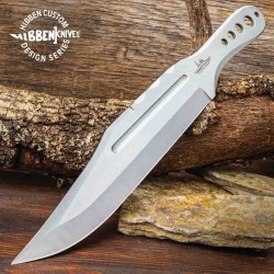 Couteau de Lancer Hibben III Throwing Lame Acier 3Cr13 Manche Acier Etui Cuir GH5107 - Livraison Gratuite