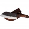 Couteau Couperet BenJahmin Knives Camp Cleaver Lame Carbone 1055 Manche Bois Etui Cuir BKA030 - Livraison Gratuite