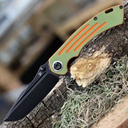 Couteau Kansept Pretatout Green/Orange Manche G10 Lame Acier 154CM IKBS Linerlock Clip KT1032T2 - Livraison Gratuite