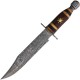Couteau de Chasse Marbles Bowie Lame Damas Manche Bois Etui Cuir MR483 - Livraison Gratuite