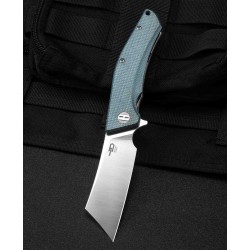 Couteau Bestech Cubis Blue Manche Micarta Lame Acier D2 IKBS Linerlock Clip BTKG42C - Livraison Gratuite