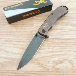 Couteau Browning River Copper Manche Cuivre Lame Acier D2 Linerlock Clip BR0473 - Livraison Gratuite