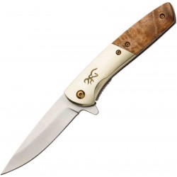 Couteau Browning Nine Mile A/O Lame Acier D2 Manche Burl Wood Framelock Clip BR0470 - Livraison Gratuite