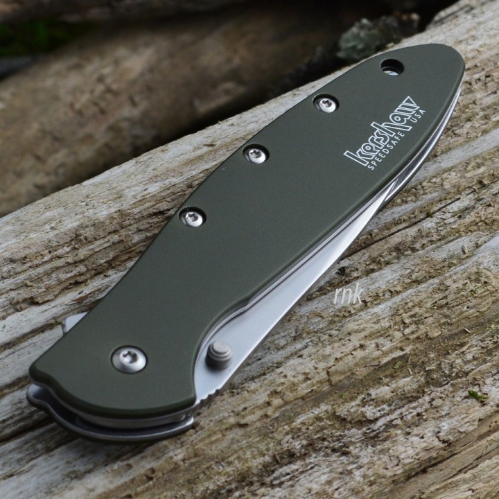 Couteau Kershaw Leek A/O Lame Acier Sandvik 14C28N Manche Alu 6061-T6 Made In USA KS1660OL - Livraison Gratuite