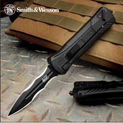 Couteau Automatique OTF Smith&Wesson M&P Lame Acier AUS-8 Dague Manche Alu SW1160824 - Livraison Gratuite