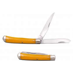 Couteau Cold Steel Trapper Yellow 2 Lames Acier 8Cr13MoV Manche Os CSFLTRPRY - Livraison Gratuite