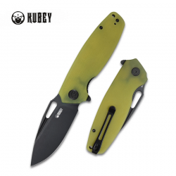 Couteau Kubey Tityus Yellow Lame Acier D2 Dark Stonewash Manche G10 IKBS Linerlock Clip KUB322G - Livraison Gratuite