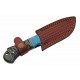 Couteau Skinner Damas 256 Couches Dusk At Dawn Hunter Manche Bois&Turquoise Etui Cuir DM1297 - Livraison Gratuite
