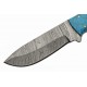 Couteau Skinner Damas 256 Couches Dusk At Dawn Hunter Manche Bois&Turquoise Etui Cuir DM1297 - Livraison Gratuite