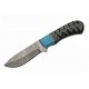 Couteau Skinner Damas 256 Couches Dusk At Dawn Hunter Manche Bois&Turquoise Etui Cuir DM1297 - Livraison Gratuite