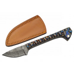 Couteau Skinner Damas 256 Couches Prideful Fang Caper Manche Bois Etui Cuir DM1320BL - Livraison Gratuite