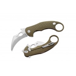 Couteau Karambit LionSteel L.E.One Green Lame Acier CPM-MagnaCut Manche Aluminium Clip Italy LSTLE1AGS - Livraison Gratuite