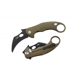 Couteau Karambit LionSteel L.E.One Green Lame Acier CPM-MagnaCut Black Manche Alu Clip Italy LSTLE1AGB - Livraison Gratuite