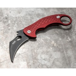 Couteau Karambit LionSteel L.E.One Red Lame Acier CPM-MagnaCut Black Manche Alu Clip Italy LSTLE1ARB - Livraison Gratuite