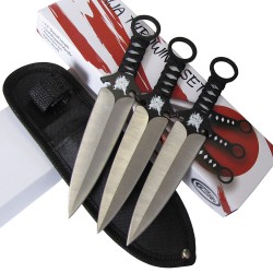 Set de 6 Couteaux de Lancer Ninja Throwing Set Manche Corde Acier Inox Etui Nylon CN211547X2 - Livraison Gratuite
