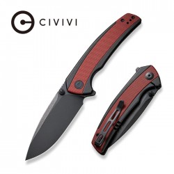 Couteau CIVIVI Teraxe Burgundy Lame Acier Nitro-V Black Stonewash Manche G10 IKBS Framelock Clip CIVC200361 - Livraison Gratuite