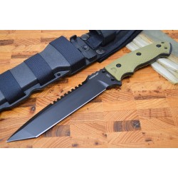 Couteau Hogue EX F01 Green Lame Tanto Acier A2 Manche G10 Etui Nylon Made USA HO35108 - Livraison Gratuite