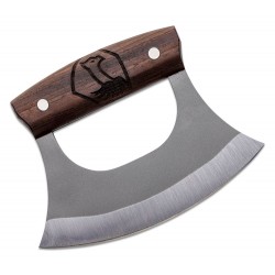 Couteau D'Esquimau Condor Ulu Lame Acier Carbone 1075 Manche Noyer Etui Cuir Made Salvador CTK500760HC - Livraison Gratuite