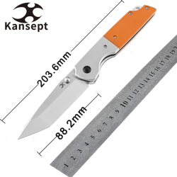 Couteau Kansept Warrior Tanto Orange Lame Acier D2 Manche G10 IKBS Linerlock Clip KT1005T3 - Livraison Gratuite