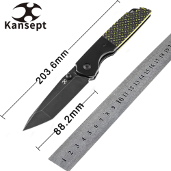 Couteau Kansept Warrior Tanto Black/Green Lame Acier D2 Manche G10 IKBS Linerlock Clip KT1005T2 - Livraison Gratuite