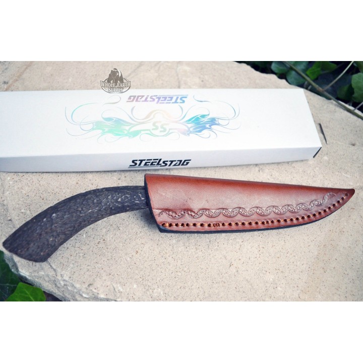 Skinner Couteau de Chasse Hunter Acier Carbone Manche Bois de Cerf Etui Cuir SS7016 - Livraison Gratuite