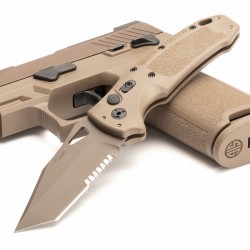 Couteau Automatique SIG Sauer K320A M17 Coyote Lame Tanto Acier S30V Manche Tan Polymère Clip USA SIG36323 - Livraison Gratuite