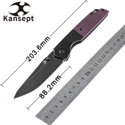 Couteau Kansept Warrior Drop Point Purple Lame Acier D2 Manche G10 IKBS Linerlock Clip KT1005S6 - Livraison Gratuite