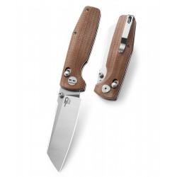 Couteau Bestech Slasher Brown Manche Micarta Lame Acier D2 IKBS Axis Lock Clip BTKG43D - Livraison Gratuite