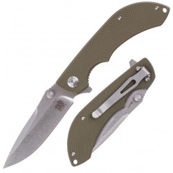 Couteau SKIF Spyke Olive Manche G10 Lame Acier 8Cr14MoV Linerlock Clip SKFIS011OG - Livraison Gratuite