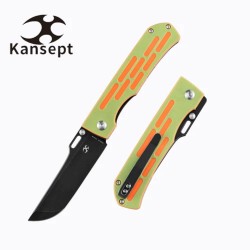 Couteau Kansept Reedus Green&Orange Manche G10 Lame Acier 154CM Manche G10 Linerlock Clip KT1041A3 - Livraison Gratuite