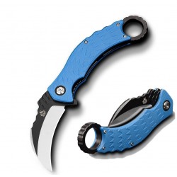 Couteau QSP Eagle Karambit Blue Manche G-10 Lame Acier D2 IKBS Linerlock Clip QS120D - Livraison Gratuite