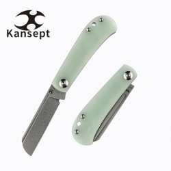 Couteau Kansept Bevy Jade Manche G10 Lame Sheepfoot Acier 154CM Slip Joint KT2026F4 - Livraison Gratuite