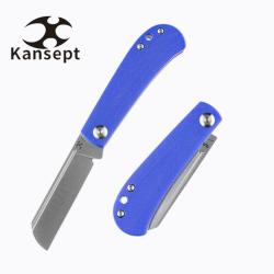 Couteau Kansept Bevy Blue Manche G10 Lame Sheepfoot Acier 154CM Slip Joint KT2026F5 - Livraison Gratuite