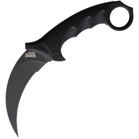 Couteau Cold Steel Tiger Karambit Black Lame Acier AUS-8 Black Manche Griv-Ex Etui Secure-Ex CS49KSTBKBK - Livraison Gratuite