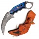 Couteau FH Knives Karambit Lame Acier Damas 256 Couches Manche Bleu Etui Cuir FHKKMBT001 - Livraison Gratuite