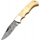 Couteau Damas FH Knives Bone Lame Damas 128 Couches Manche Os Lockback Etui Cuir FHKBNE001 - Livraison Gratuite