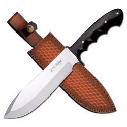 Couteau Elk Ridge Bowie Lame Acier 5Cr15 Manche Bois Etui Cuir ER438PBK - Livraison Gratuite