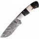 Couteau Damas 256 Couches Skinner BucknBear Manche Corne & Bois de Cerf Etui Cuir BNB15246 - Livraison Gratuite