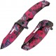 Lot de 2 Couteau Skull Linerlock A/O Fuchsia Abs Handle Stainless Blade Clip CN300577PK - Livraison Gratuite