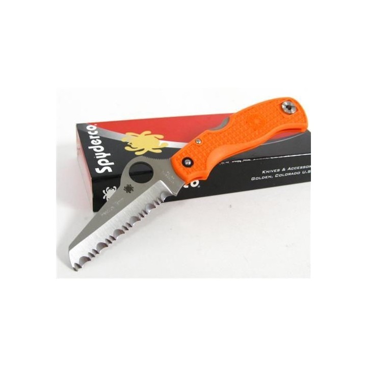 Couteau Spyderco Rescue 79mm Orange handles Lame Acier VG-10 Manche FRN Made In Japan SC45SOR - Livraison Gratuite