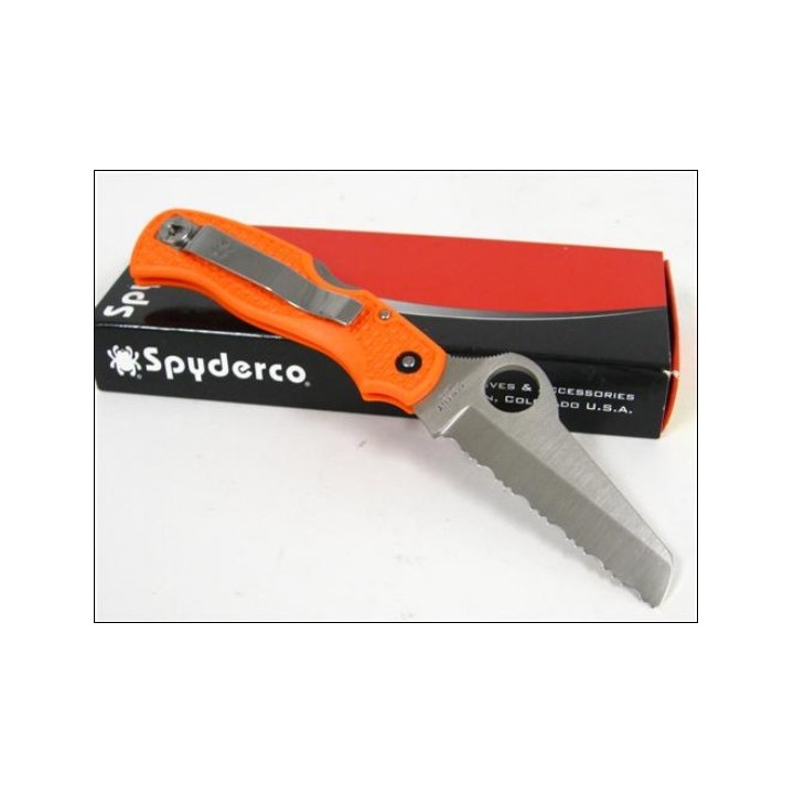 Couteau Spyderco Rescue 79mm Orange handles Lame Acier VG-10 Manche FRN Made In Japan SC45SOR - Livraison Gratuite
