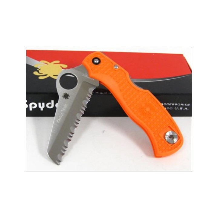 Couteau Spyderco Rescue 79mm Orange handles Lame Acier VG-10 Manche FRN Made In Japan SC45SOR - Livraison Gratuite