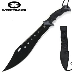 Couteau Bowie WithArmour Bombardier Machete Lame Acier 420 Manche Rubber Etui Nylon WAR074BK - Livraison Gratuite