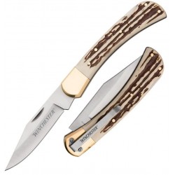 Couteau Winchester Large Lame Acier Inox Manche Abs/Stag Lockback Clip WN6220075W - Livraison Gratuite