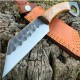 Couteau de Viking Seax Lame Forgée Acier Carbone Manche Bois Etui Cuir Rite Edge PA4442 - Livraison Gratuite