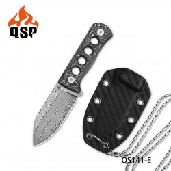 Couteau de Cou QSP Canary Damas Manche Aluminium/Fibre de Carbone Etui Kydex QS141E - Livraison Gratuite