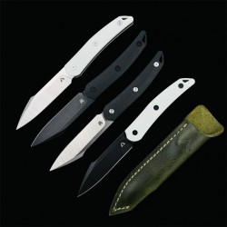 Couteau CMB Kisame White Lame Acier 14C28N Black Manche G10 Etui Cuir CMBFB01B - Livraison Gratuite