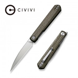 Couteau CIVIVI Clavi Green Lame Acier Nitro-V Wharncliffe Manche Micarta IKBS Linerlock Clip CIVC210193 - Livraison Gratuite